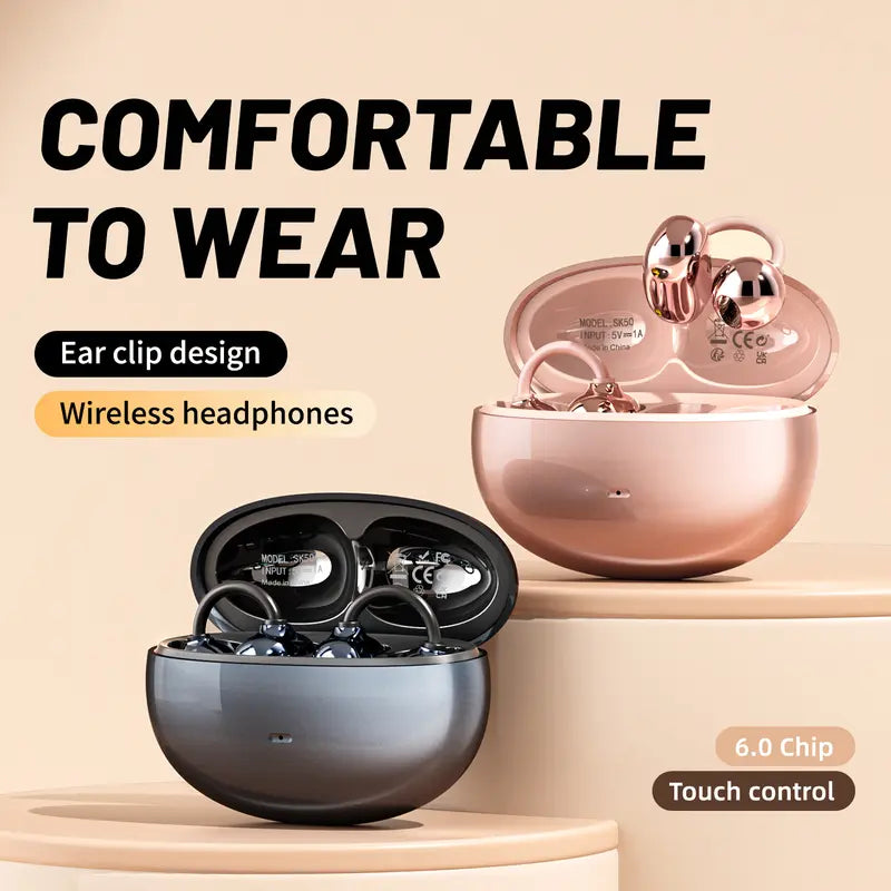 Open ear clip headphones, wireless Bluetooth 6.0 headphones