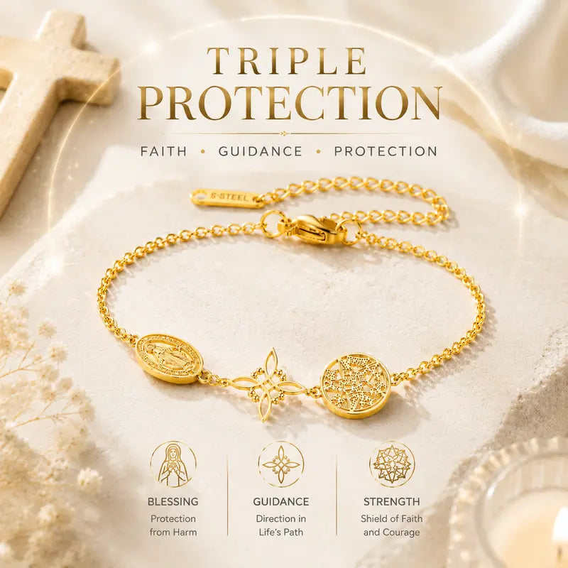 Retro Stainless Steel Triple Protection Bracelet
