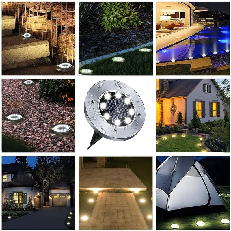 4Pcs Outdoor Waterproof Mini Solar Ground Lights - Landscape Lighting for Yard Driveway Walkway