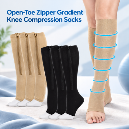 Open Toe Zipper Gradient 15-20 mmHg Knee