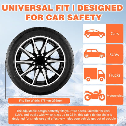 10PCS Reusable Snow Tire Chains for Trucks & SUVs,Emergency Anti-Skid Traction Chains,Heavy Duty Plastic Wheel Cables