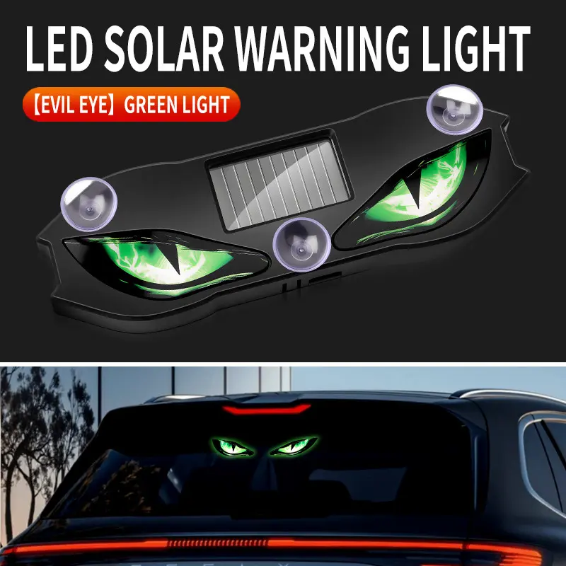 Wireless No Drill Solar and USB Powered Devil Eyes Warning Lights for Cars Windshield Rear Window