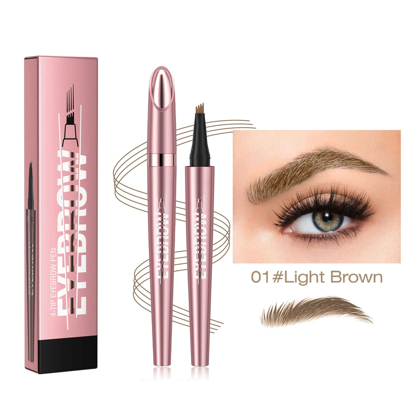 Waterproof Long-Lasting Smudge-Resistant 4-Tip Microblading Eyebrow Pen for Hair Stroke Brows