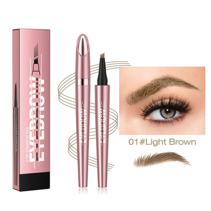 Waterproof Long-Lasting Smudge-Resistant 4-Tip Microblading Eyebrow Pen for Hair Stroke Brows