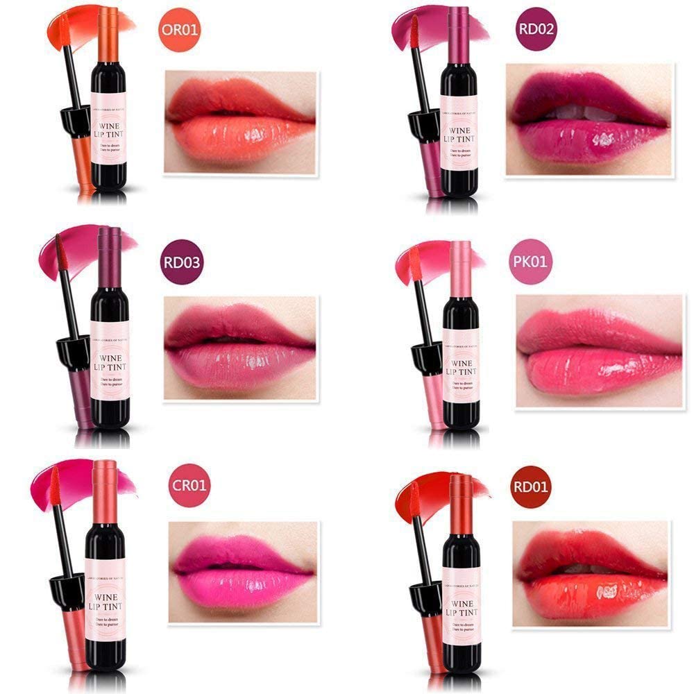 6 Colors Wine Lip Gloss Set - Matte Lip Stain Long Lasting Waterproof, Creates Natural Moisturizing Lip Gloss Easily