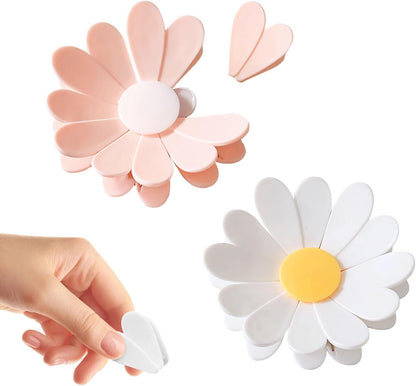 2Pcs Flower Butterfly Bag Clips for Airtight Seal Fridge Decor, 3D Plastic Flower Snack Sealing Clip