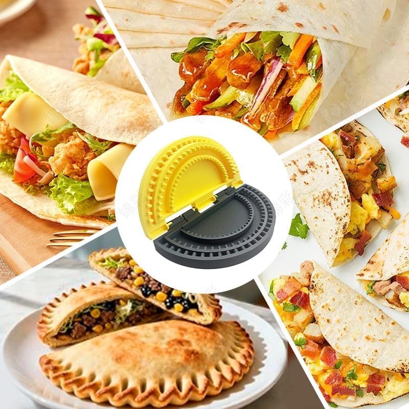 3-in-1 BPA-Free Tacos Tortilla Crimper Maker - Adjustable Size, For 6"-8-10" Crust