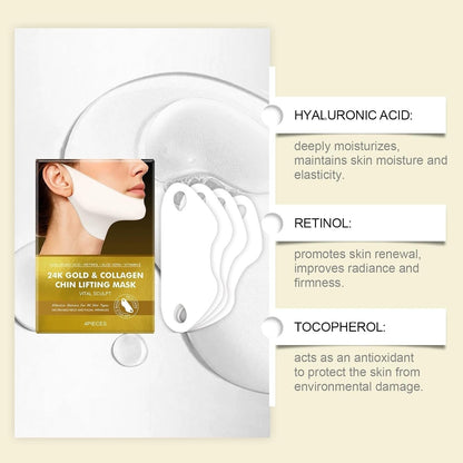 4pcs Collagen V-Line Chin Lifting Mask – Firming, Hydrating & Anti-Wrinkle Face