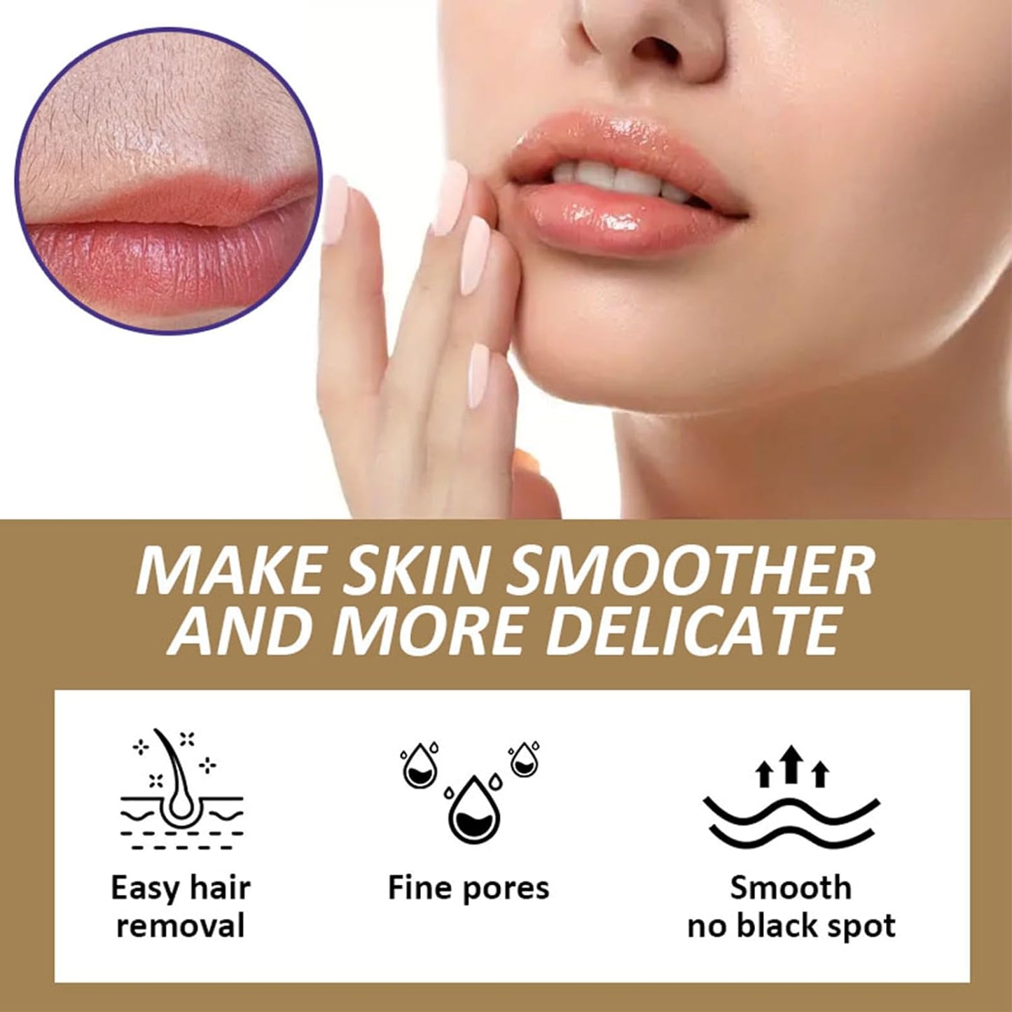 Facial Hair Removal Cream - Coconut Oil Based Gentle Body Hair Remover Cream for Women