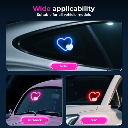 Solar Heart LED Atmosphere Light,Vibration Sensing LED Neon Ambient Lighting Waterproof Romantic Mood Love Illumination