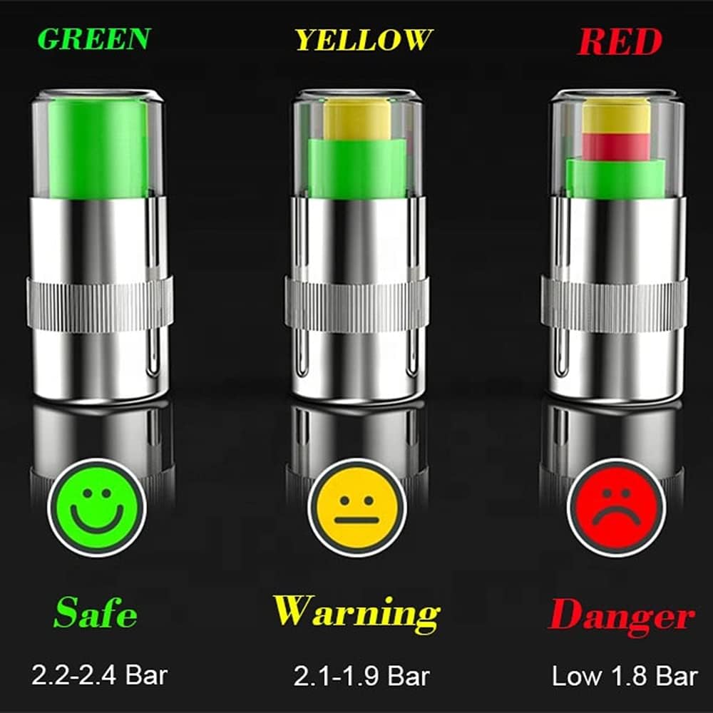 4 Pcs Tire Pressure Monitor Valve Caps: Visual Sensor Indicator Dust Covers