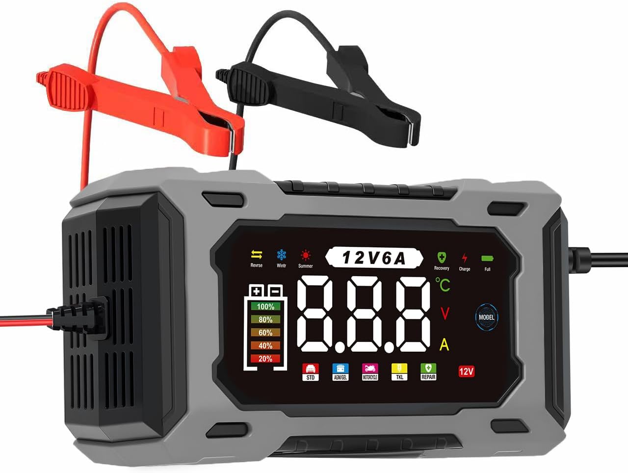 6-Amp 12V Smart Car Battery Charger, Battery Maintainer Trickle Charger with Desulfator