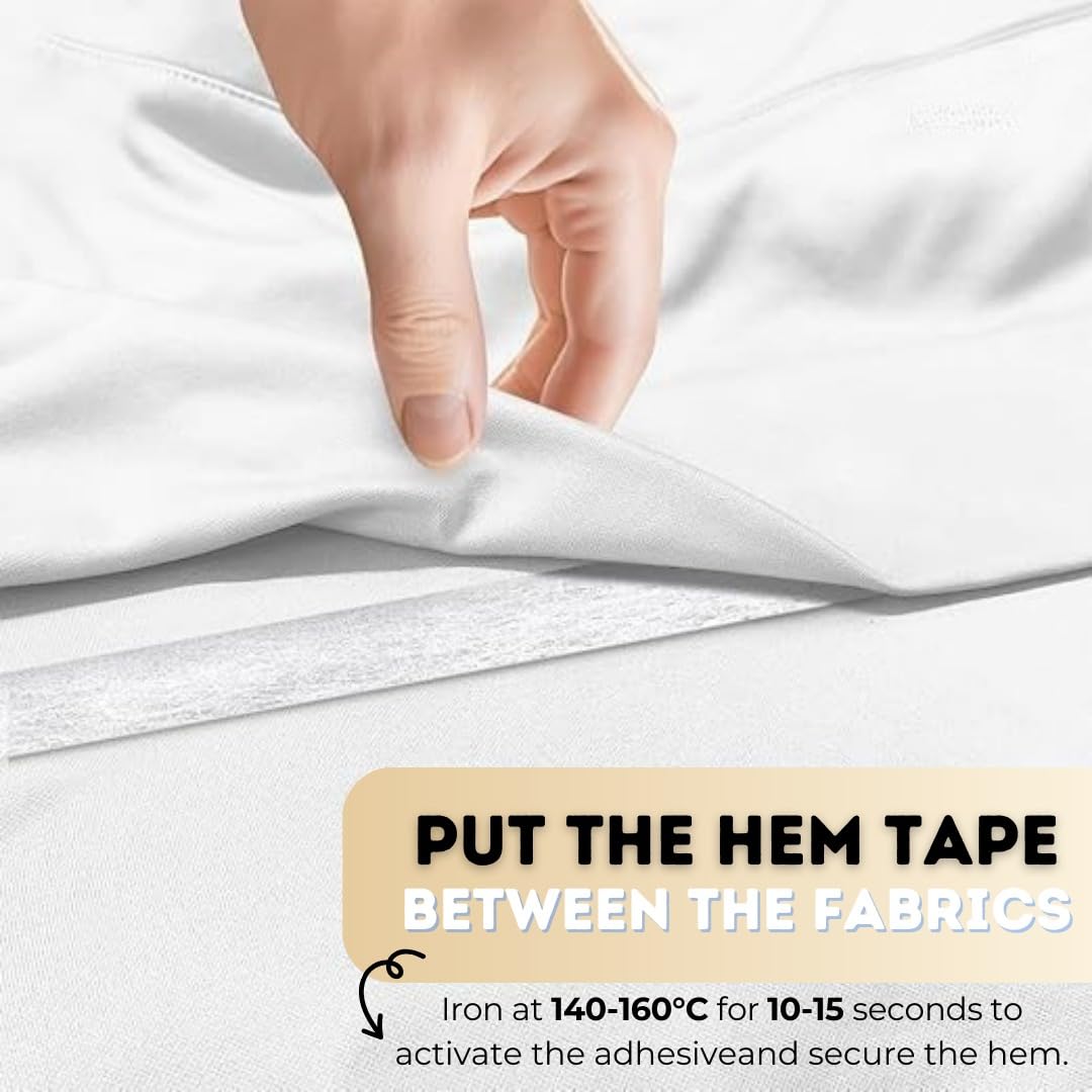 3 Rolls Hemming Tape for Pants and Clothes – No-Sew Fabric Hem Tape for Quick Clothing Repairs – Easy to Apply, Clean Invisible Finish