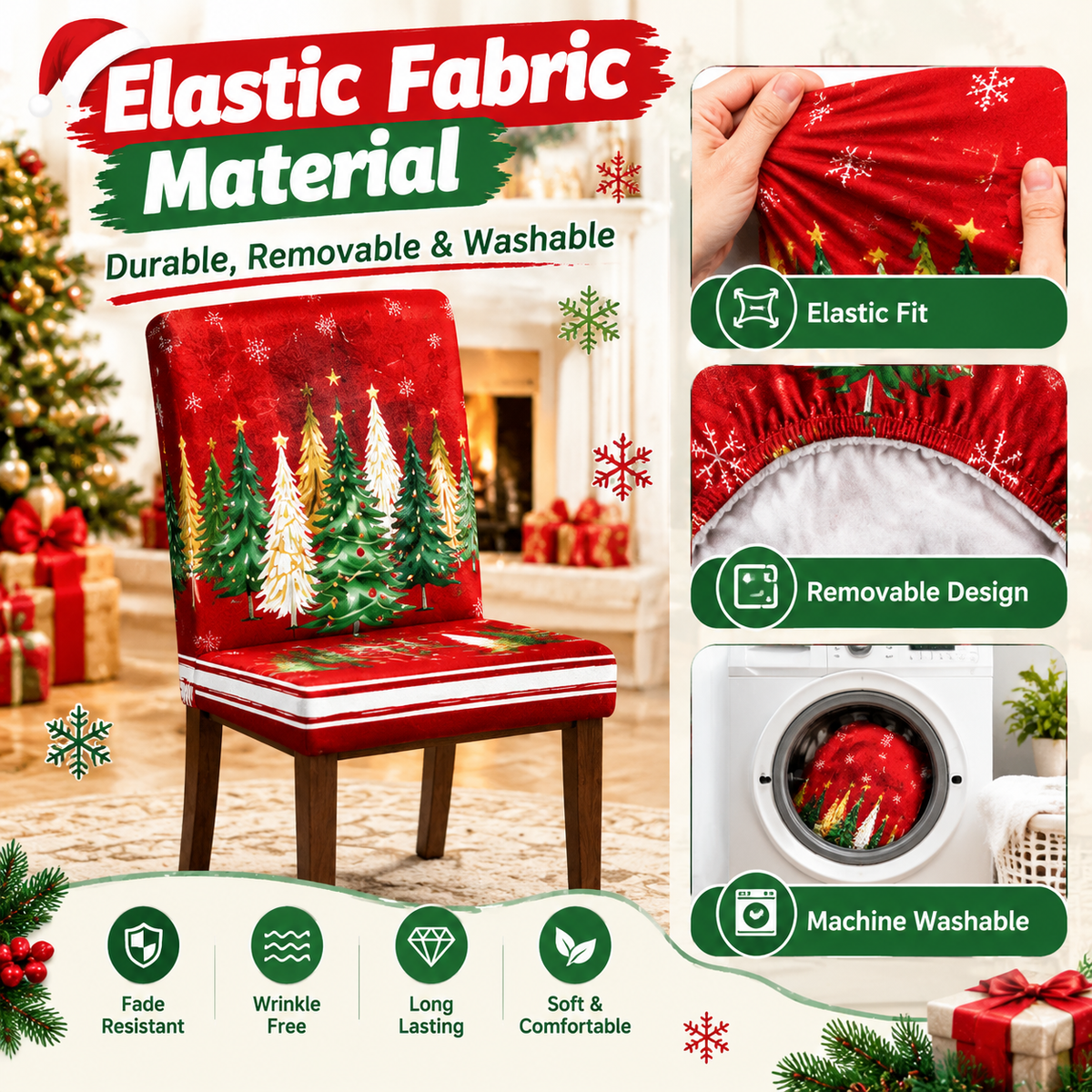 6-Piece Set of Fun Christmas Chair Covers