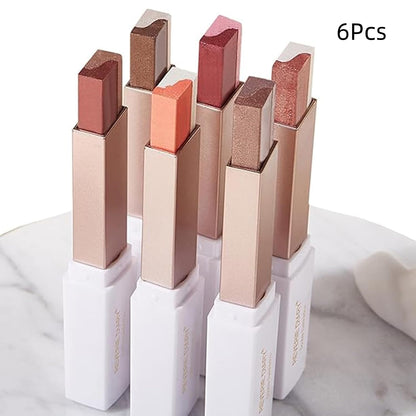 6Pcs Two-color Eye shadow Stick Set, Color Gradient Eye shadow Rotation Flash Radiation Eye shadow Stick