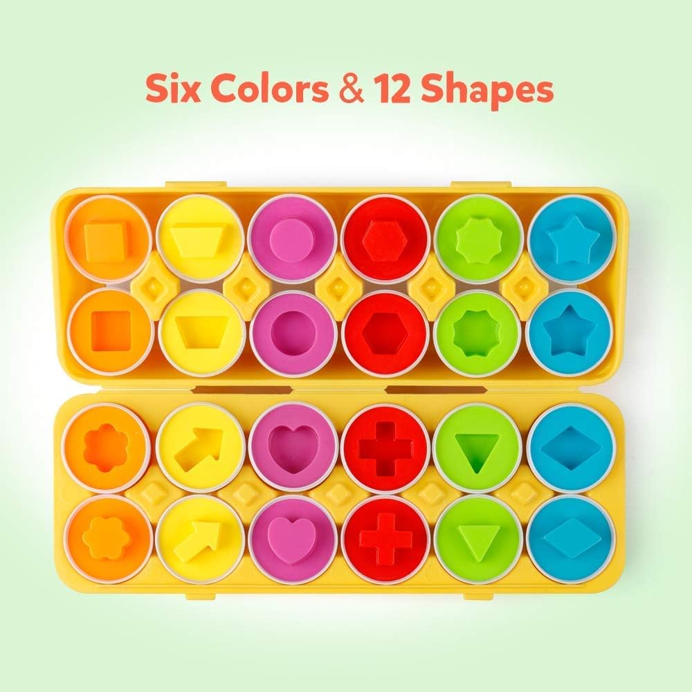 Matching Eggs 12 pcs Set Color & Shape Recoginition Sorter Puzzle