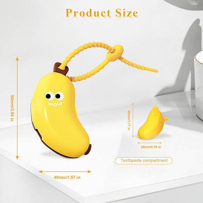 Banana Toothbrush Travel Case with Built-in Toothpaste Dispenser