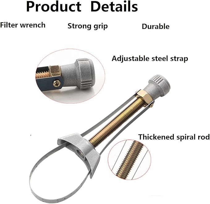Adjustable Metal Oil Fuel Filter Removal Strap Wrench Tool 60-120mm