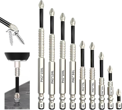 9Pcs High Magnetic Anti-Slip Drill Bits for Precision Work (25-150mm)