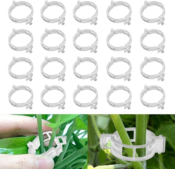 100 Pcs Plastic Trellis Plant Support Clips for Support, Grape and Tomato Vine, Vegetables Plants