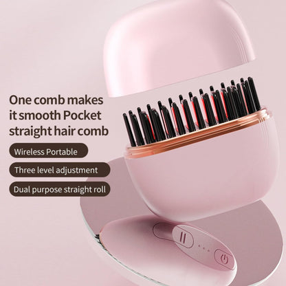 Mini Hair Straightener Comb - Negative Ion Cordless Hot Comb for Women and Girls