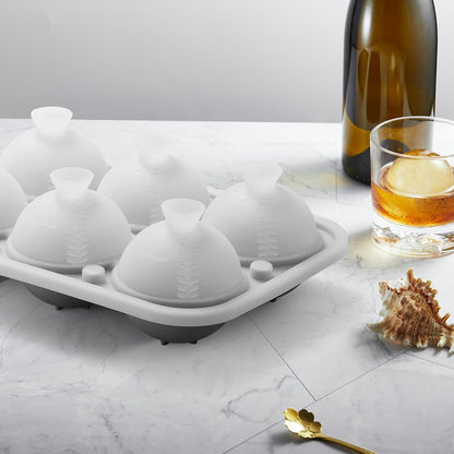Large Baseball Silicone Fun Shapes Whiskey Ice Mold with Funnel