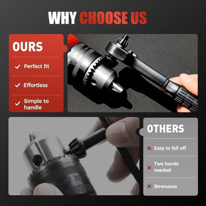 3 in 1 Drill Chuck Ratchet Spanner with Extended Arm for Added Torque Compatible with Most Electric Drills and Power Tools