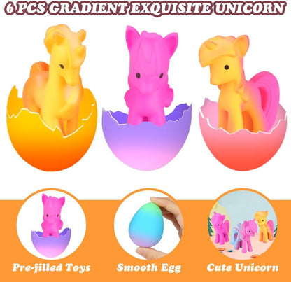 6 Pack Unicorn Hatching Rainbow Eggs for Kids