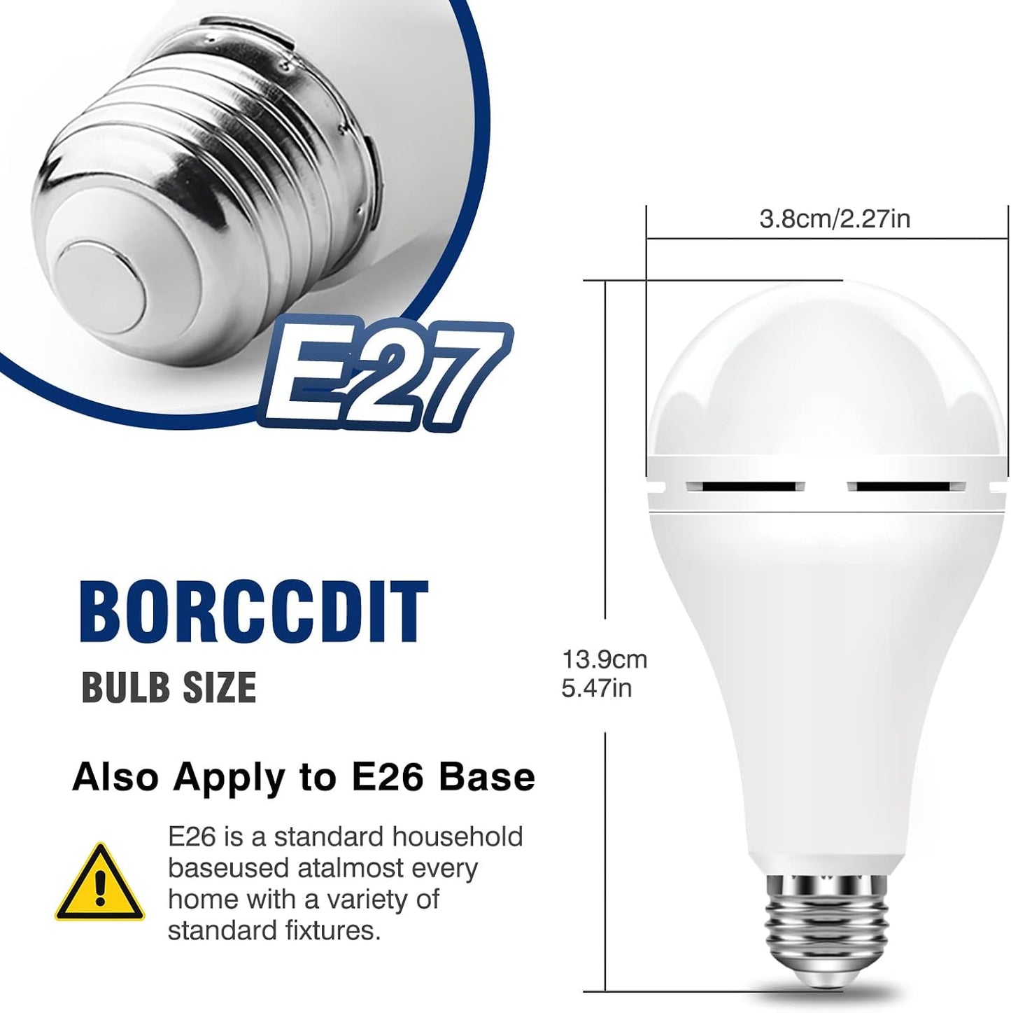 2Pcs/set Rechargeable Light Bulbs Battery Operated Powered Backup