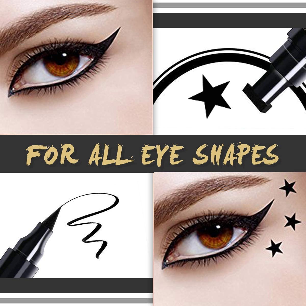 6pcs Double-sided Waterproof Slim Gel Liquid Stamp Eyeliner Pens Set