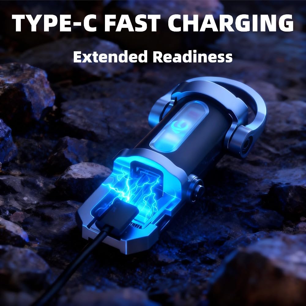Mini Pocket Portable Rechargeable Keychain Flashlight with 7 Modes & COB Work Light, Splashproof Bright LED Light
