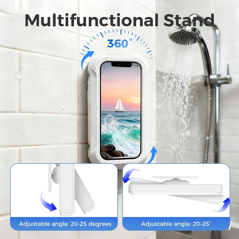 Upgraded Universal Shower Phone Holder - 360° Rotatable & Extendable Waterproof