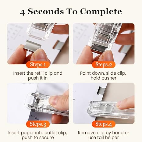 Reusable No-pin Stapler Set , Portable Home and Office Paper Binder Organizer for Student Documents and Files