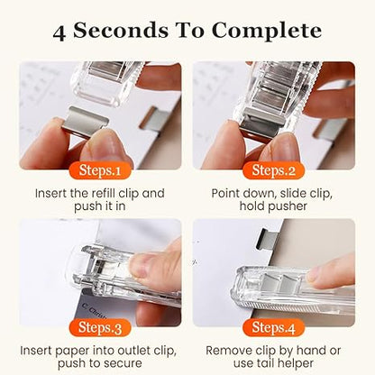 Reusable No-pin Stapler Set , Portable Home and Office Paper Binder Organizer for Student Documents and Files