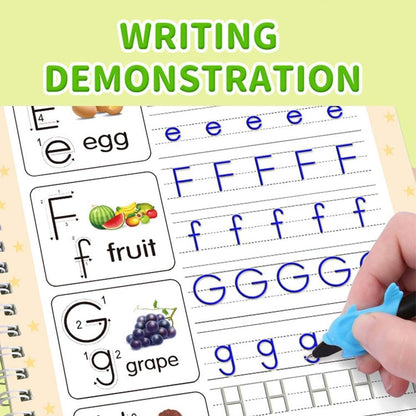 Magic Grooved Writing Practice Books - Full Set 4 Book with 10 Replacement Refills+1 Pen+1 Pencil Grip