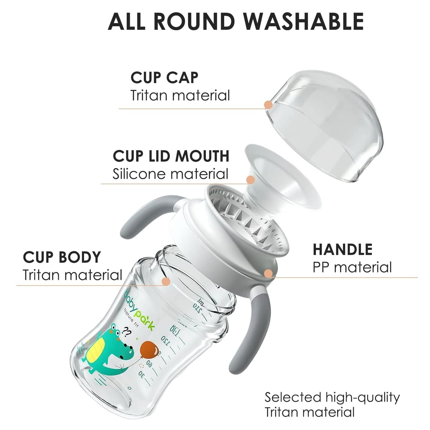Drinking Bottle and Non-Slip Handles for Baby Toddlers