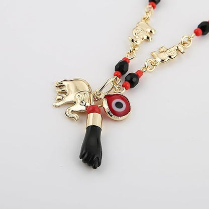 Women's"Evil Eye" Elephant Hand Pendant Bracelet — Length: 7.28 Inches