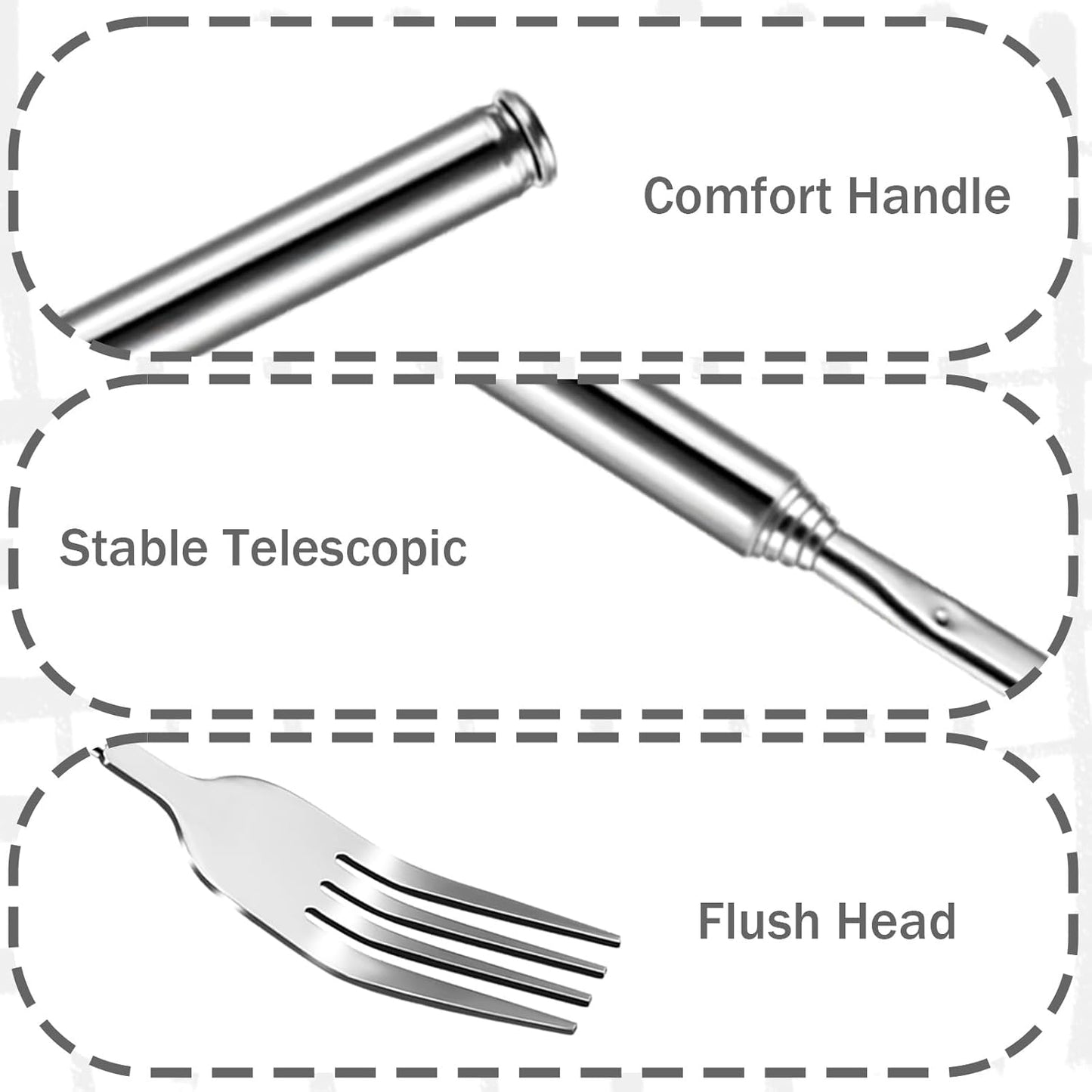 Extendable Fork/Spoon, Retractable Stainless Steel Utensil