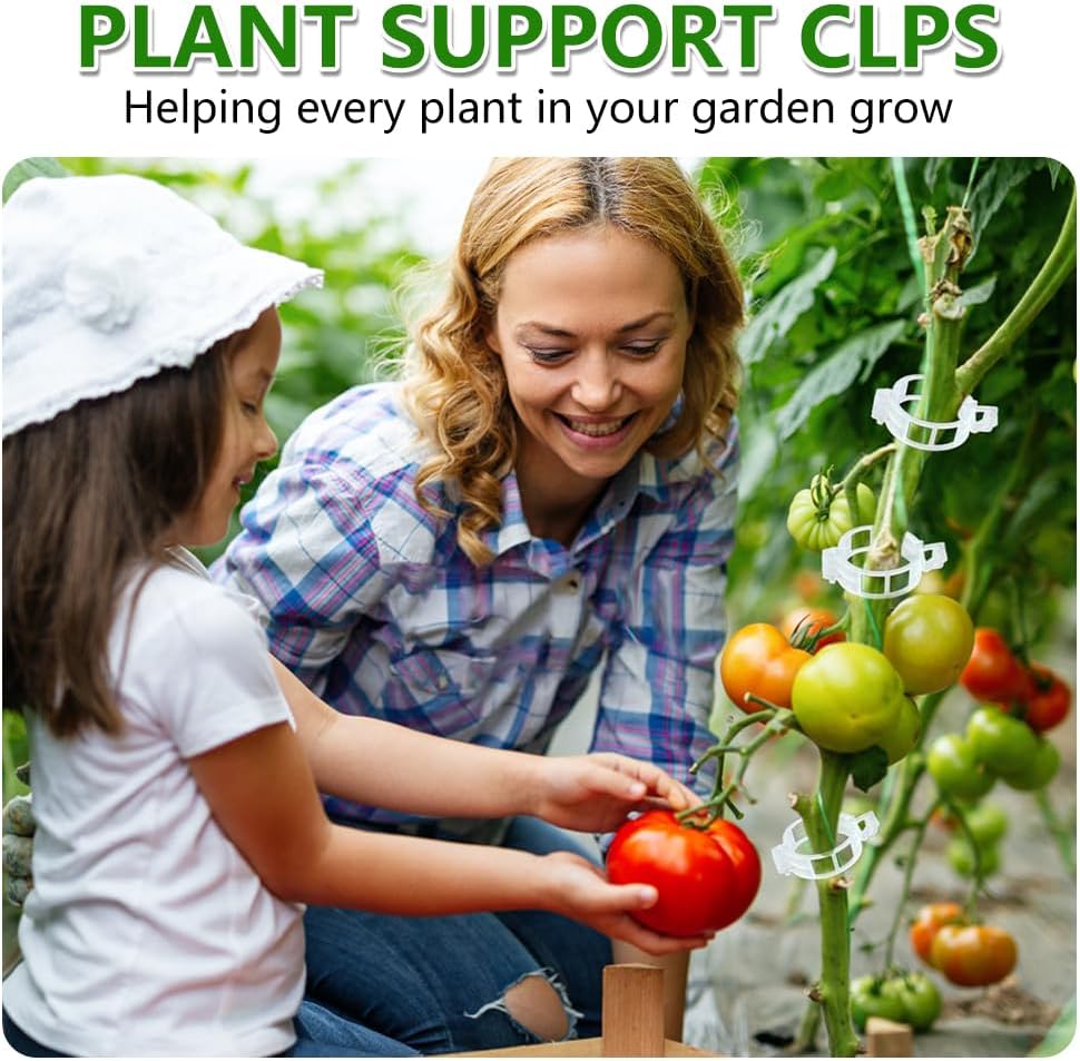 100 Pcs Plastic Trellis Plant Support Clips for Support, Grape and Tomato Vine, Vegetables Plants