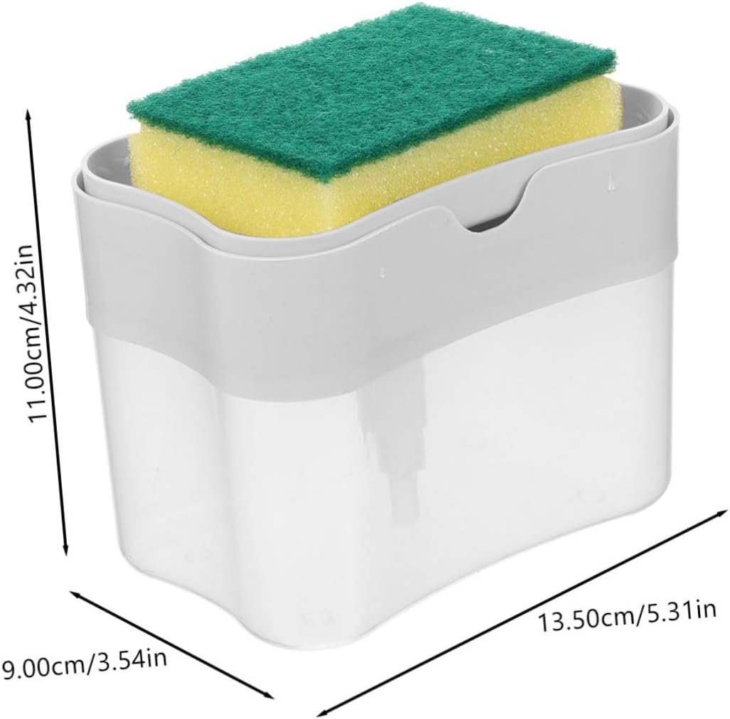 Kitchen Soap Dispenser Sponge Holder Press for Easy Dishwashing