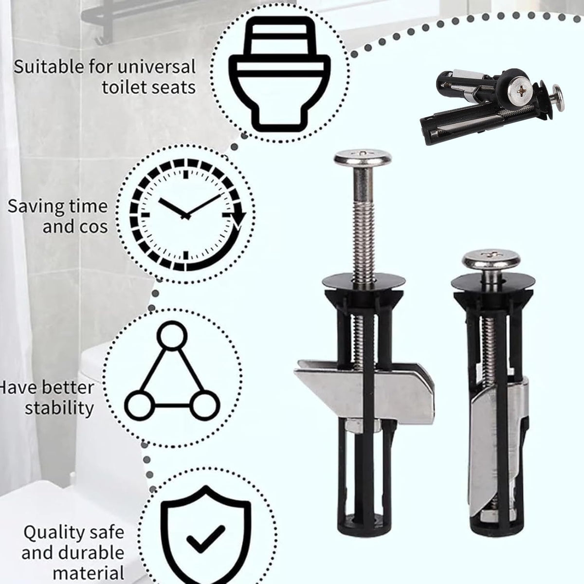 Universal Toilet Seat Bolt Kit - Quick Release, Easy to Install