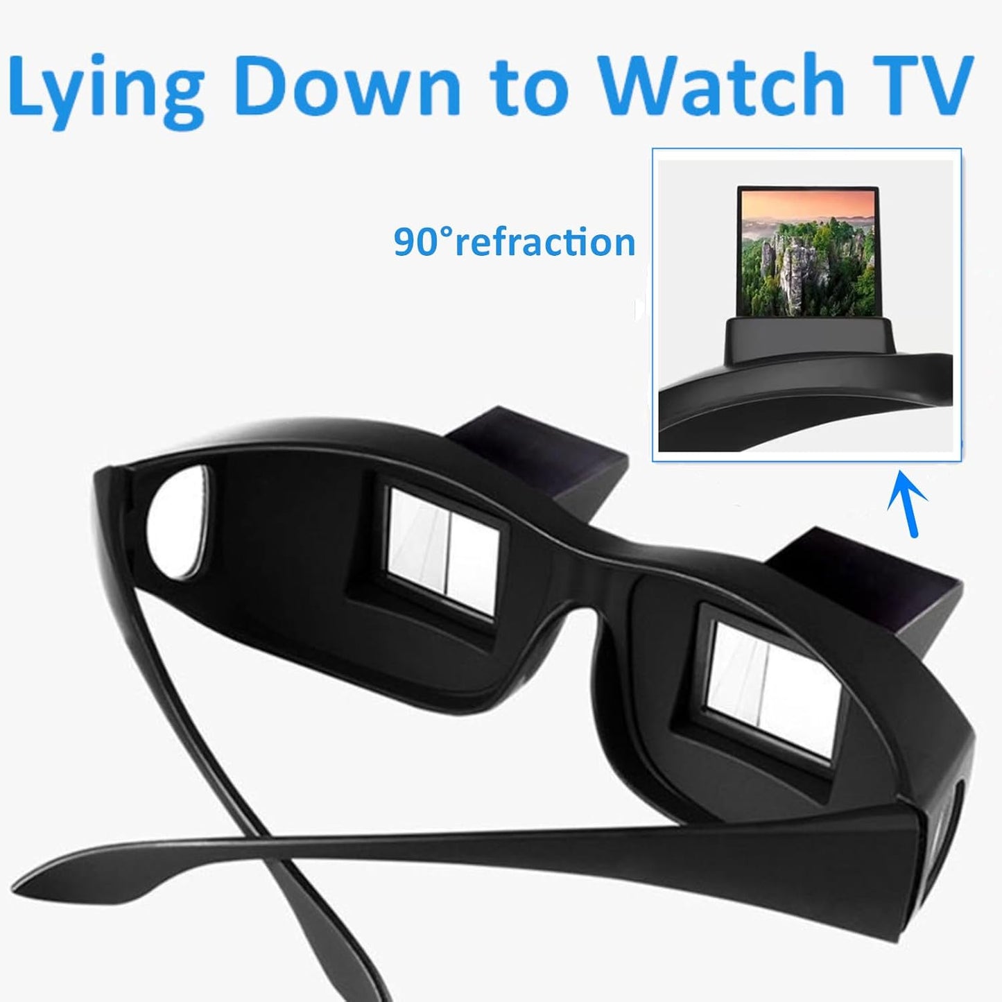Horizontal Lazy Glasses for Lying Down – HD Prism Bed Reading & TV Watching Glasses