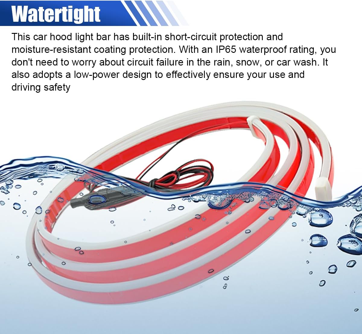 59 Inch Exterior Car LED Hood Light Strip, Flexible Waterproof Dynamic Scan Start Up Hoodbeam Lights