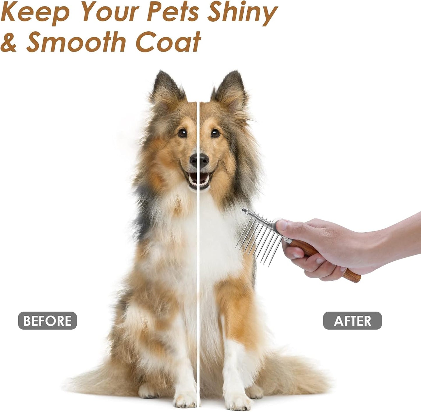 Dog Dematting Brush & Rake, Detangler Brush for Dogs