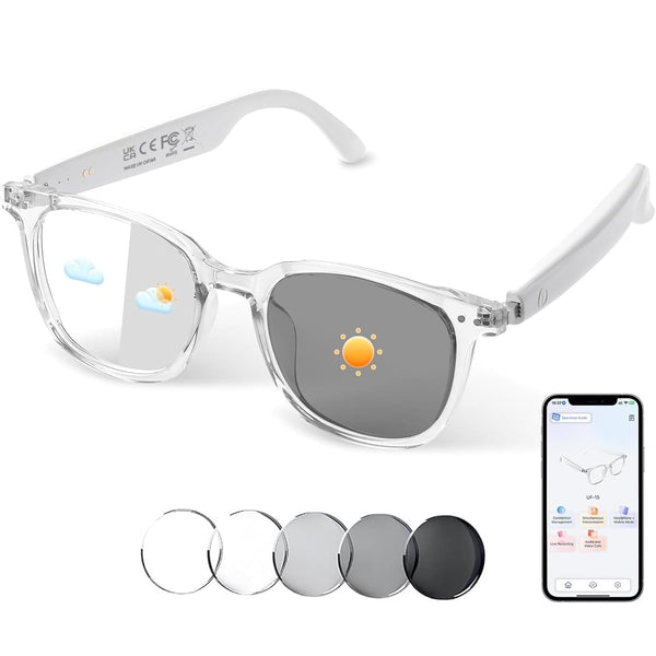Bluetooth Translation Glasses with Speakers Smart Audio Sunglasses with AI Translation (160+Languages)