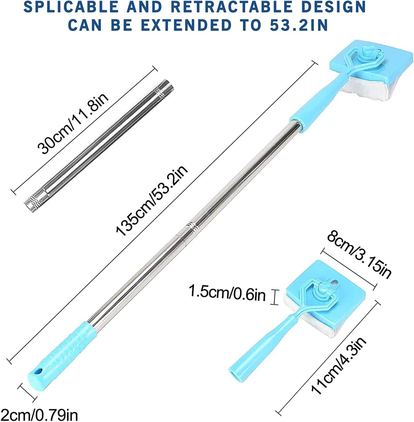 Baseboard Mop Set Lightweight Retractable Handle