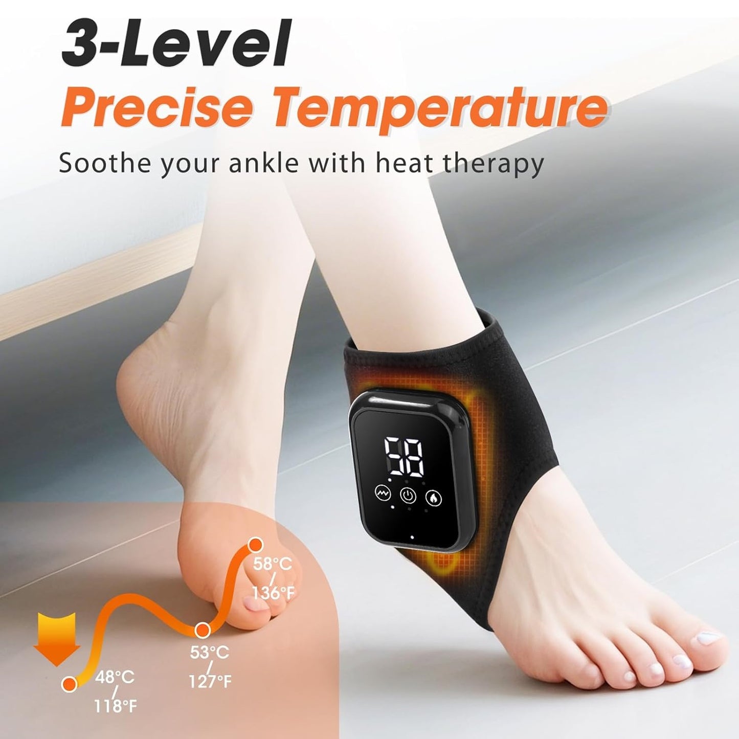 Cordless Ankle Heating Pad, Ankle Massager with Heat