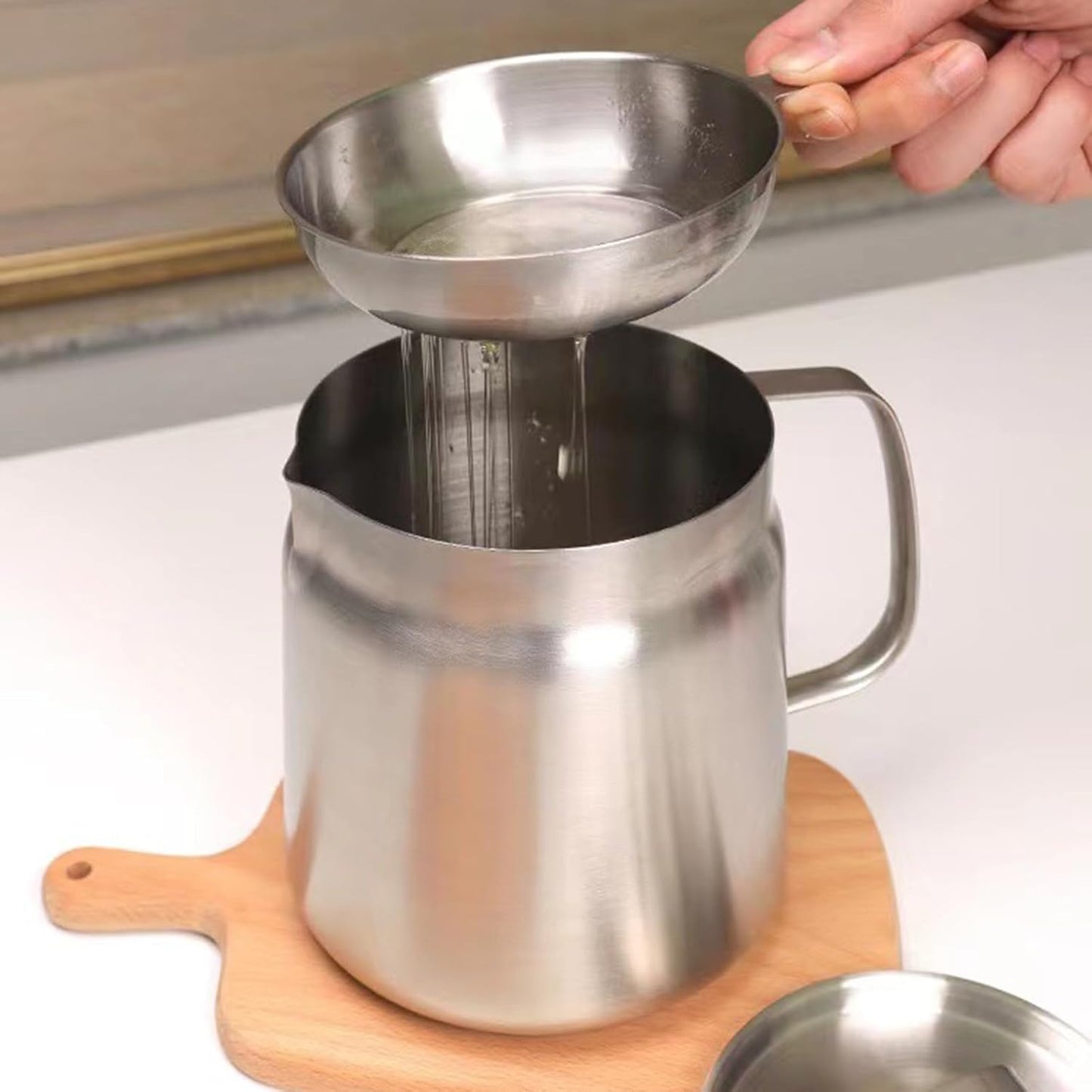 1.5L Stainless Steel Kitchen Pot Fryer Pan with Fine Mesh Filter & Fryer Basket - Large Capacity Multifunctional Oil Filter Tank Tools