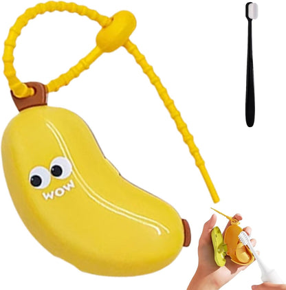Banana Toothbrush Travel Case with Built-in Toothpaste Dispenser