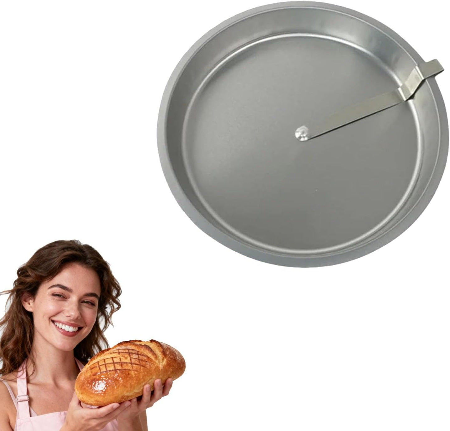 Easy Release Pans Round with Lever, 9.7" Quick Release Easy-Out Cake Pan Set